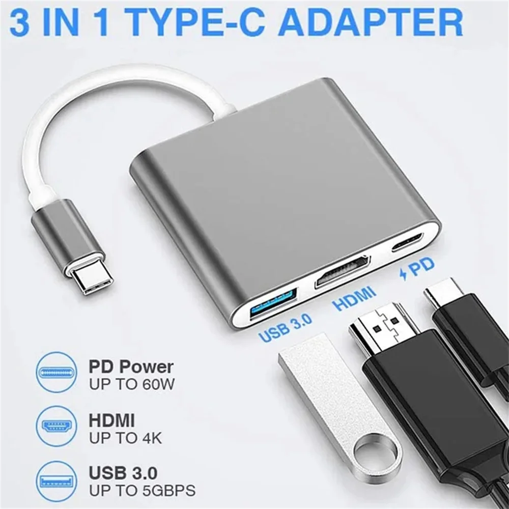 USB C HUB 3-in-1 Multiports Ad - Hdmi Adapter Tablet recension och pris