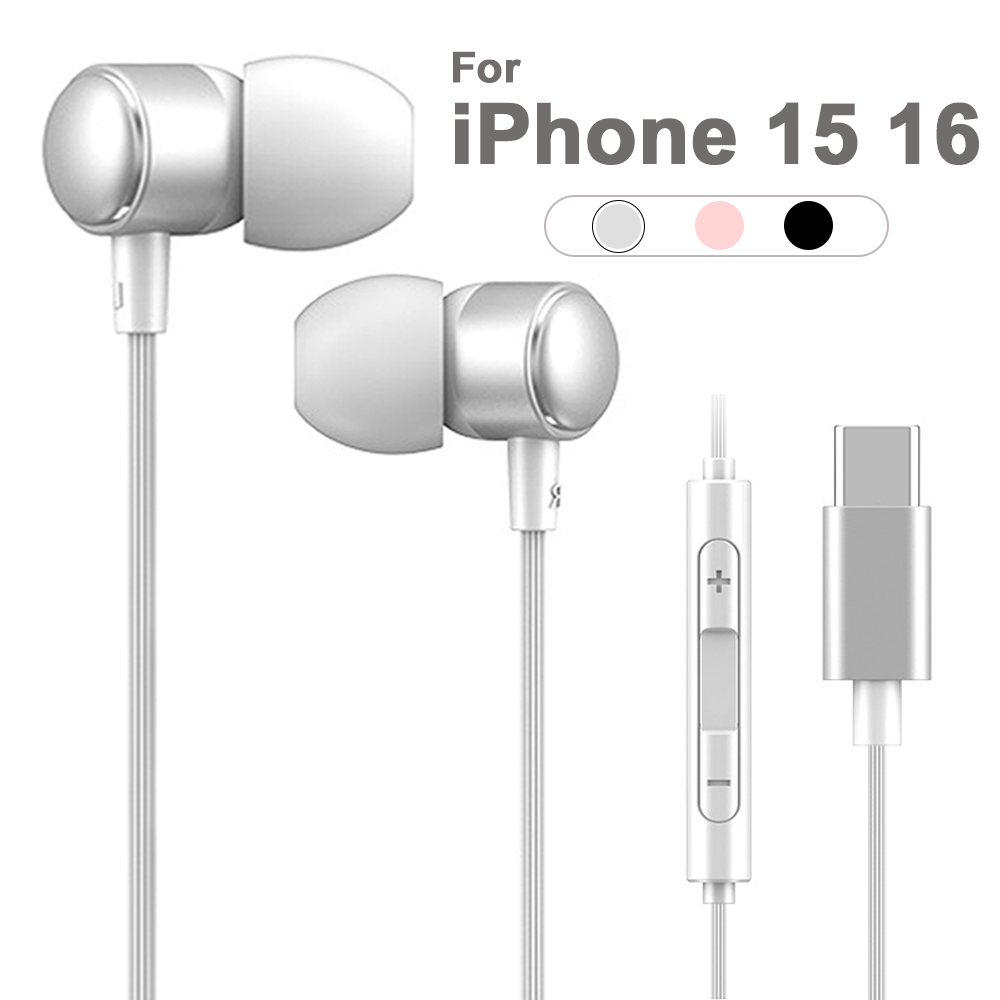 For iPhone 15 16 Pro Max Plus  - Wired Earphone Lightning recension och pris