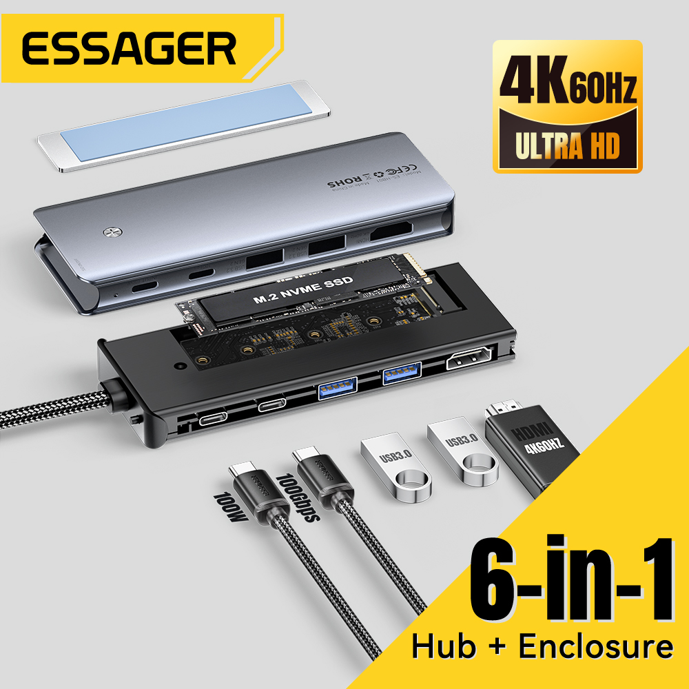 Essager USB C Hub With M.2 SSD - Hdmi Adapter Tablet recension och pris